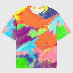 Футболка оверсайз мужская Яркие пятна мелками - текстура, цвет: 3D-принт