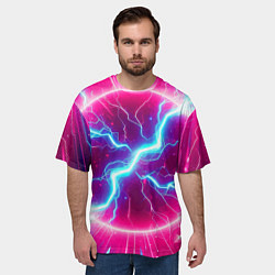 Футболка оверсайз мужская Неоновая абстракция - нейроарт, цвет: 3D-принт — фото 2