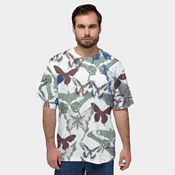 Футболка оверсайз мужская Бабочки на белом фоне - паттерн, цвет: 3D-принт — фото 2