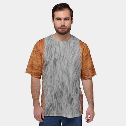 Мужская футболка оверсайз Мех рыжей лисы / 3D-принт – фото 3