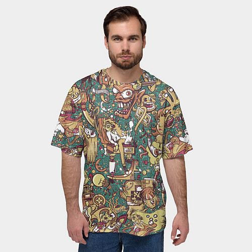 Мужская футболка оверсайз Монстры и девушки / 3D-принт – фото 3