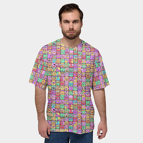 Мужская футболка оверсайз Человечки эмоциональные / 3D-принт – фото 3