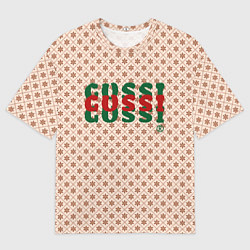 Футболка оверсайз мужская Гусси - надпись цветная, цвет: 3D-принт