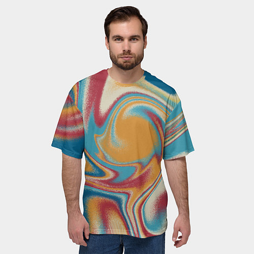 Мужская футболка оверсайз Абстракция цветные вихри / 3D-принт – фото 3