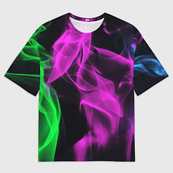 Футболка оверсайз мужская Неоновый огненный дым, цвет: 3D-принт