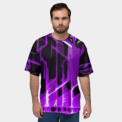 Футболка оверсайз мужская Abstract purple stripes on a black background, цвет: 3D-принт — фото 2