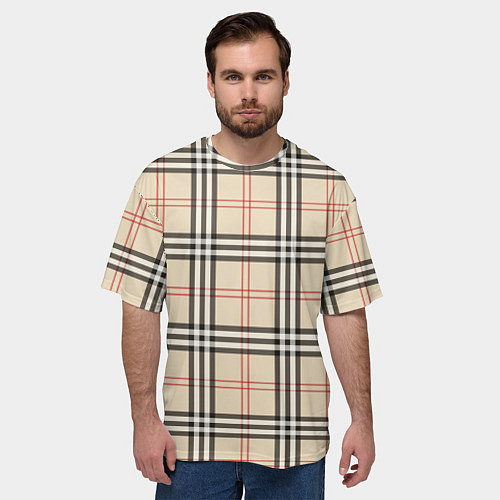 Мужская футболка оверсайз Стильная клетка - шотландка / 3D-принт – фото 3
