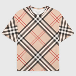 Мужская футболка оверсайз Стильная клетка - шотландка, крупно