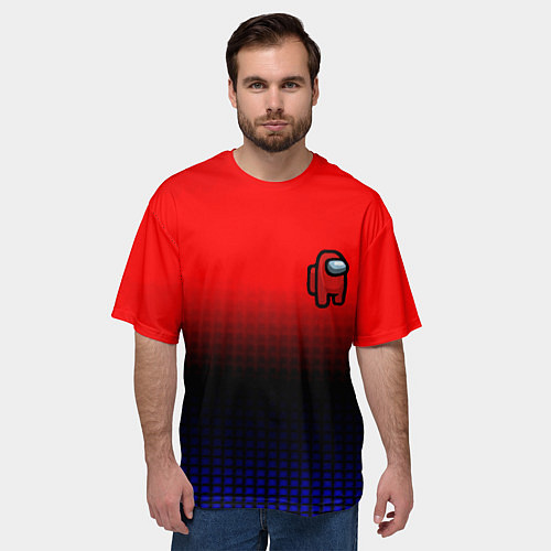 Мужская футболка оверсайз Among us geometry gradient / 3D-принт – фото 3