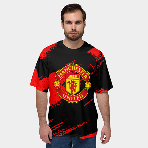 Мужская футболка оверсайз Манчестер Юнайтед фк / 3D-принт – фото 3