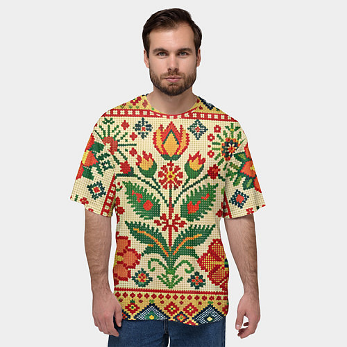 Мужская футболка оверсайз Славянский узор и орнамент / 3D-принт – фото 3