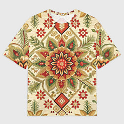 Мужская футболка оверсайз Русские классические узоры и орнамент