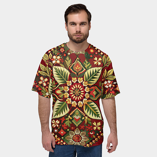 Мужская футболка оверсайз Стиль советского ковра узоры и орнамент / 3D-принт – фото 3