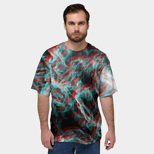 Мужская футболка оверсайз Дым из вейпа глитч / 3D-принт – фото 3