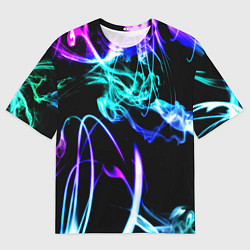 Футболка оверсайз мужская Неоновый дым текстура, цвет: 3D-принт