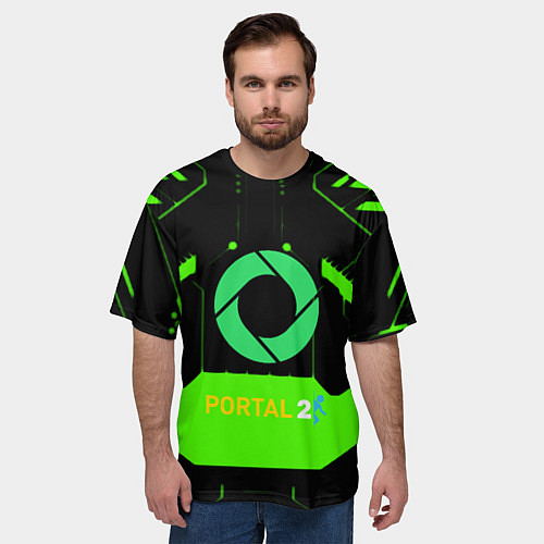 Мужская футболка оверсайз Portal game pattern / 3D-принт – фото 3