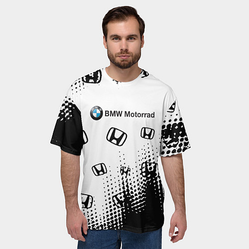Мужская футболка оверсайз BMW x honda pattern / 3D-принт – фото 3