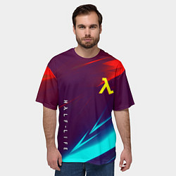 Футболка оверсайз мужская Half life stripes neon, цвет: 3D-принт — фото 2