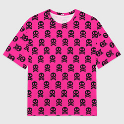 Футболка оверсайз мужская Эмо череп паттерн - кислотный неон, цвет: 3D-принт
