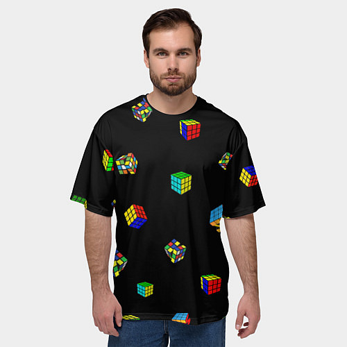 Мужская футболка оверсайз Много кубик рубика / 3D-принт – фото 3