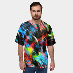 Футболка оверсайз мужская Цветные краски абстракция, цвет: 3D-принт — фото 2