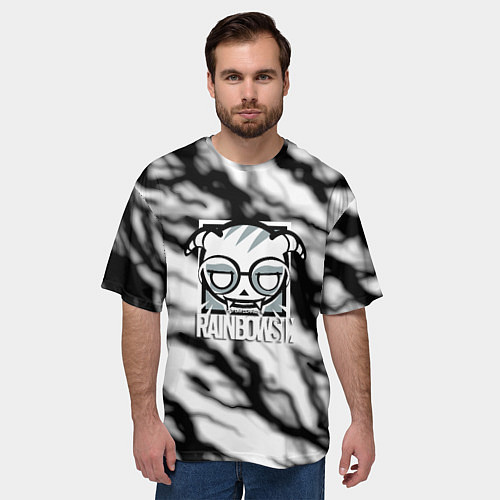 Мужская футболка оверсайз Rainbow six storm black / 3D-принт – фото 3