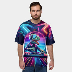 Футболка оверсайз мужская Dino DJ - neon glow, цвет: 3D-принт — фото 2
