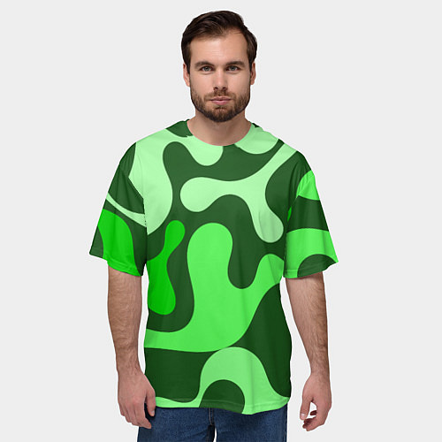 Мужская футболка оверсайз Камуфляж зеленый крупный / 3D-принт – фото 3