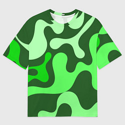 Футболка оверсайз мужская Камуфляж зеленый крупный, цвет: 3D-принт