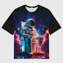 Футболка оверсайз мужская Космонавт на чиле в сверкающем космосе, цвет: 3D-принт