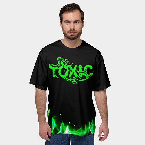 Мужская футболка оверсайз Toxic text / 3D-принт – фото 3