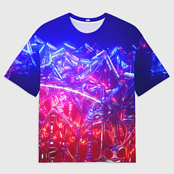 Футболка оверсайз мужская Неоновая геометрическая абстракция, цвет: 3D-принт