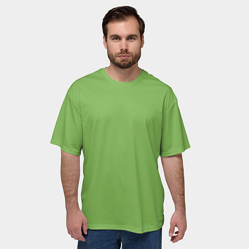 Мужская футболка оверсайз Эмоция брезгливости - зелёный / 3D-принт – фото 3