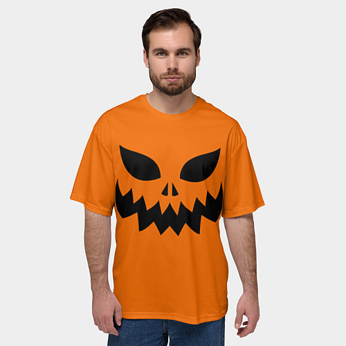 Мужская футболка оверсайз Злая тыква верх / 3D-принт – фото 3