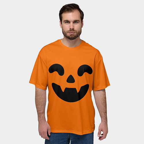 Мужская футболка оверсайз Весёлая тыква верх / 3D-принт – фото 3