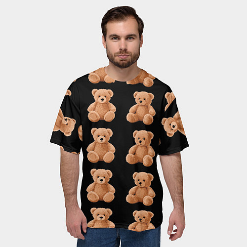 Мужская футболка оверсайз Плюшевые мишки паттерн / 3D-принт – фото 3
