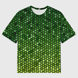Футболка оверсайз мужская Мозаика под зеленую змею, цвет: 3D-принт