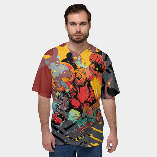 Мужская футболка оверсайз Красный викинг / 3D-принт – фото 3