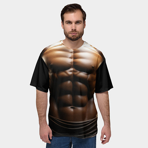 Мужская футболка оверсайз Мужской торс в халате / 3D-принт – фото 3