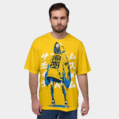 Мужская футболка оверсайз Киберпанк мода / 3D-принт – фото 3