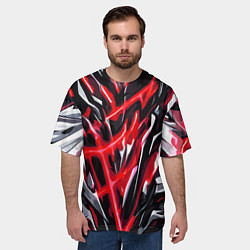 Футболка оверсайз мужская Красная энергетическая абстракция, цвет: 3D-принт — фото 2