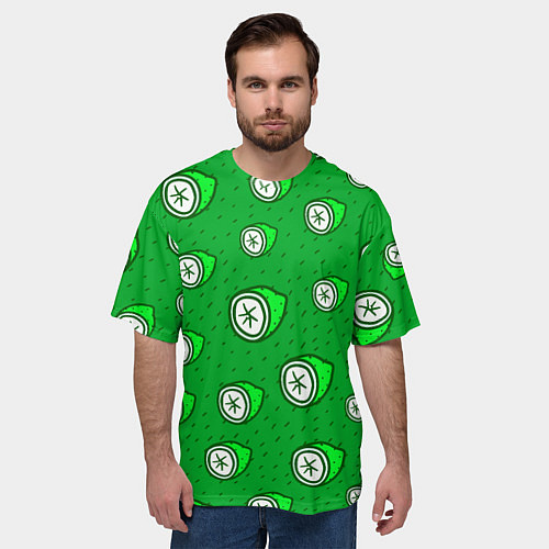 Мужская футболка оверсайз Лимонный паттерн / 3D-принт – фото 3