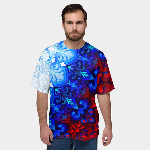 Мужская футболка оверсайз Душа моя Россия 2 / 3D-принт – фото 3