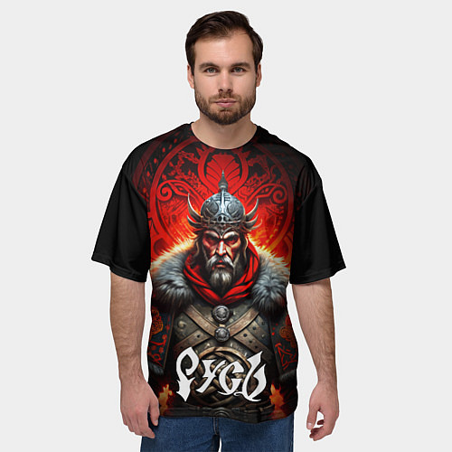 Мужская футболка оверсайз Русь славянин / 3D-принт – фото 3