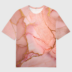 Футболка оверсайз мужская Текстура розового мрамора с золотом, цвет: 3D-принт