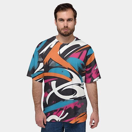 Мужская футболка оверсайз Граффити абстракция / 3D-принт – фото 3
