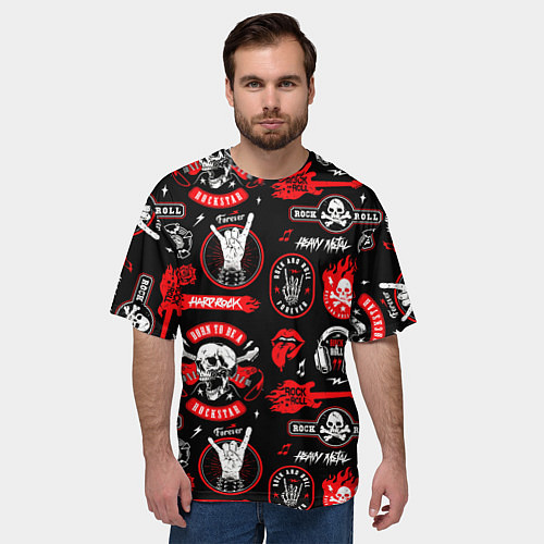 Мужская футболка оверсайз Рок звезда паттерн / 3D-принт – фото 3