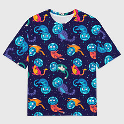 Футболка оверсайз мужская Коты в космосе, цвет: 3D-принт