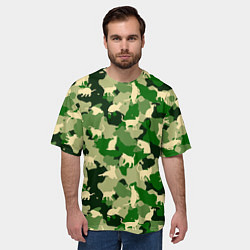 Футболка оверсайз мужская Коты на цветном камуфляже, цвет: 3D-принт — фото 2