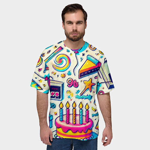 Мужская футболка оверсайз Праздник 90х игры сладости и ностальгия / 3D-принт – фото 3